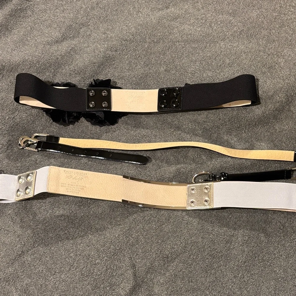 White House Black Market Floral Black and Metallic Belt Trio - Picture 4 of 8